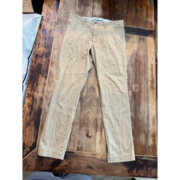 Polo Ralph Lauren Cream Stretch Slim Fit Straight Leg Pants Size 33/32